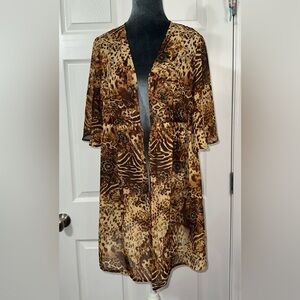 Jaclyn Smith Brown Animal Print Kimono, robe, coverups.
